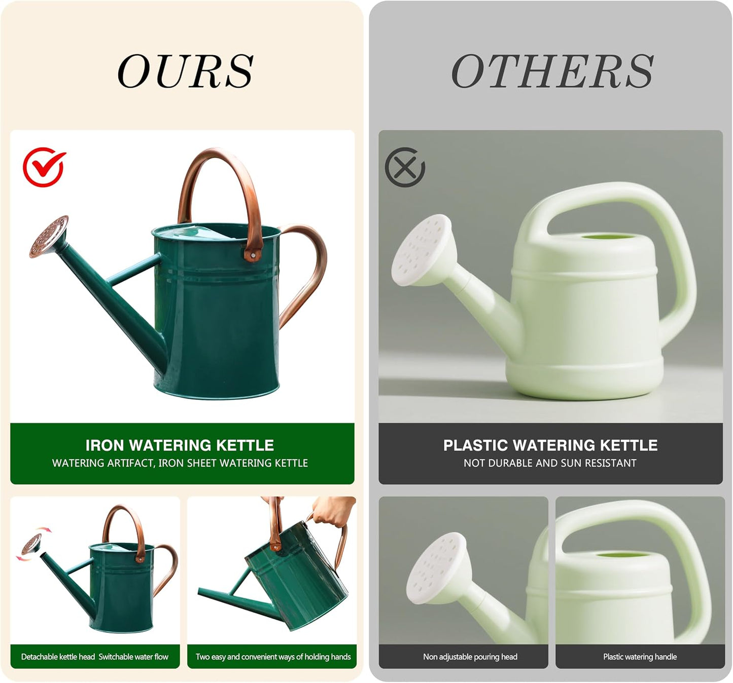 Metal Watering Can for Outdoor Plants, Watering Can Decor 1 Gallon (GB)