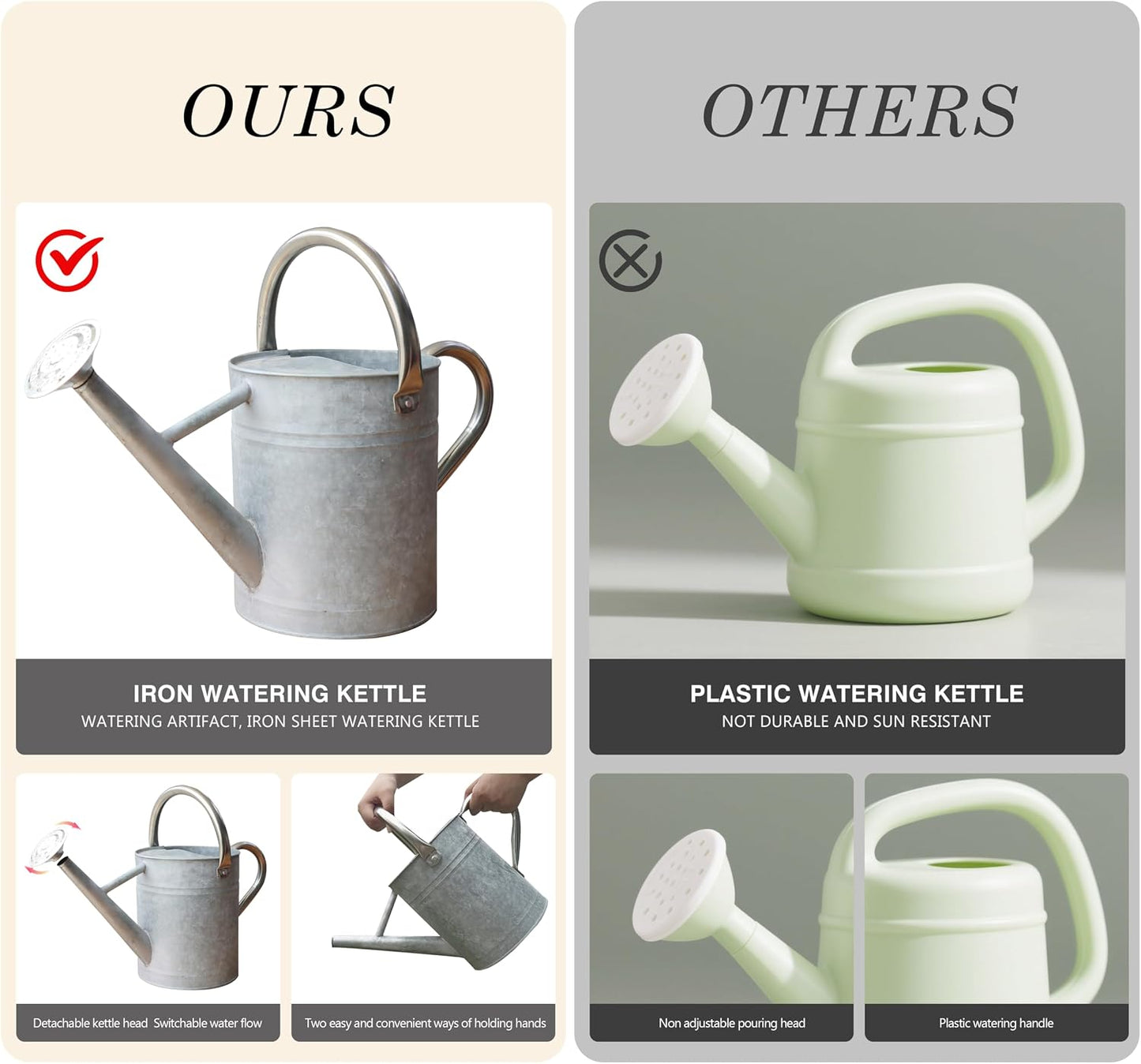 Metal Watering Can for Outdoor Plants, Watering Can Decor 1 Gallon (GB)