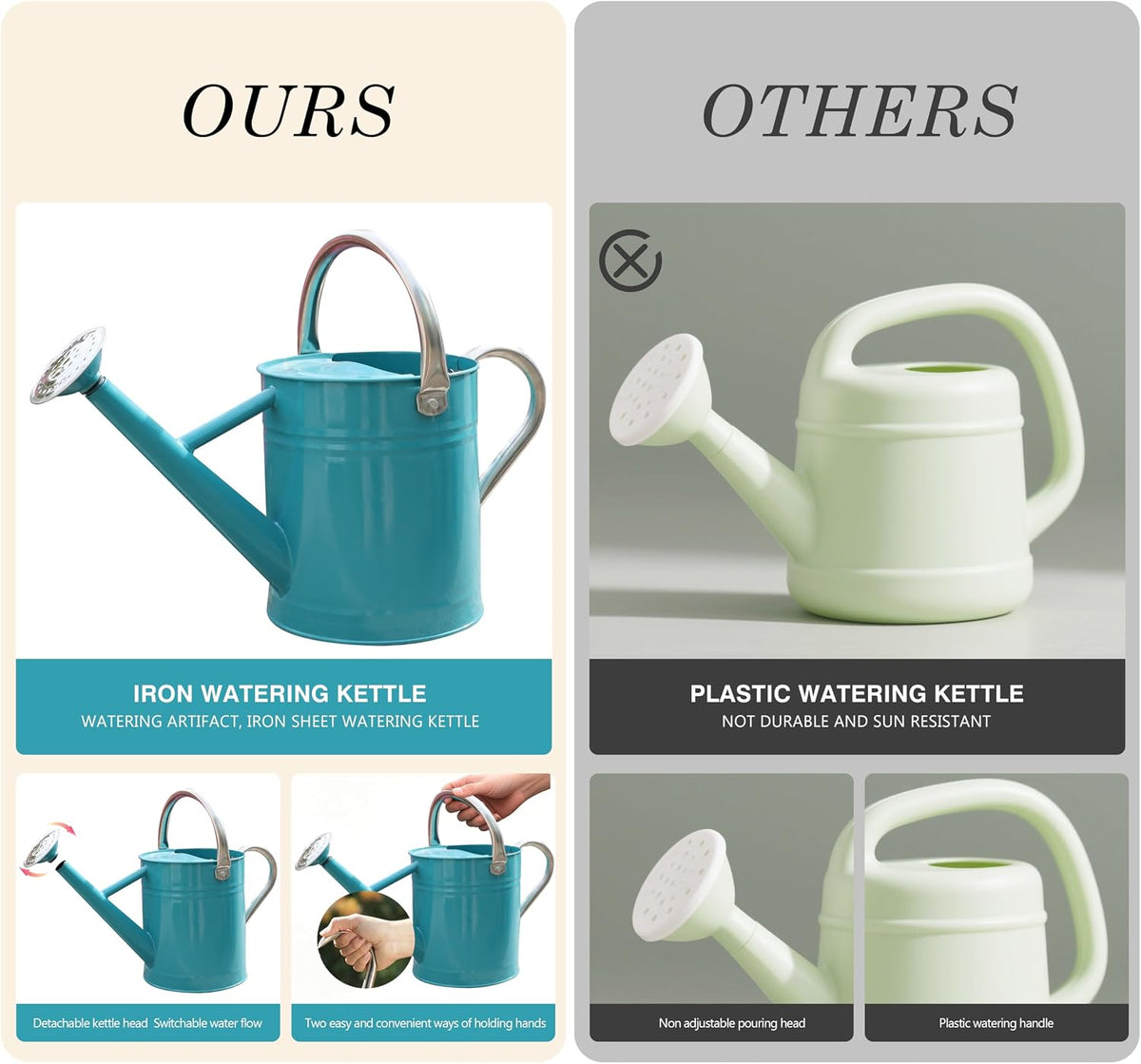 Metal Watering Can for Outdoor Plants, Watering Can Decor 1 Gallon (GB)