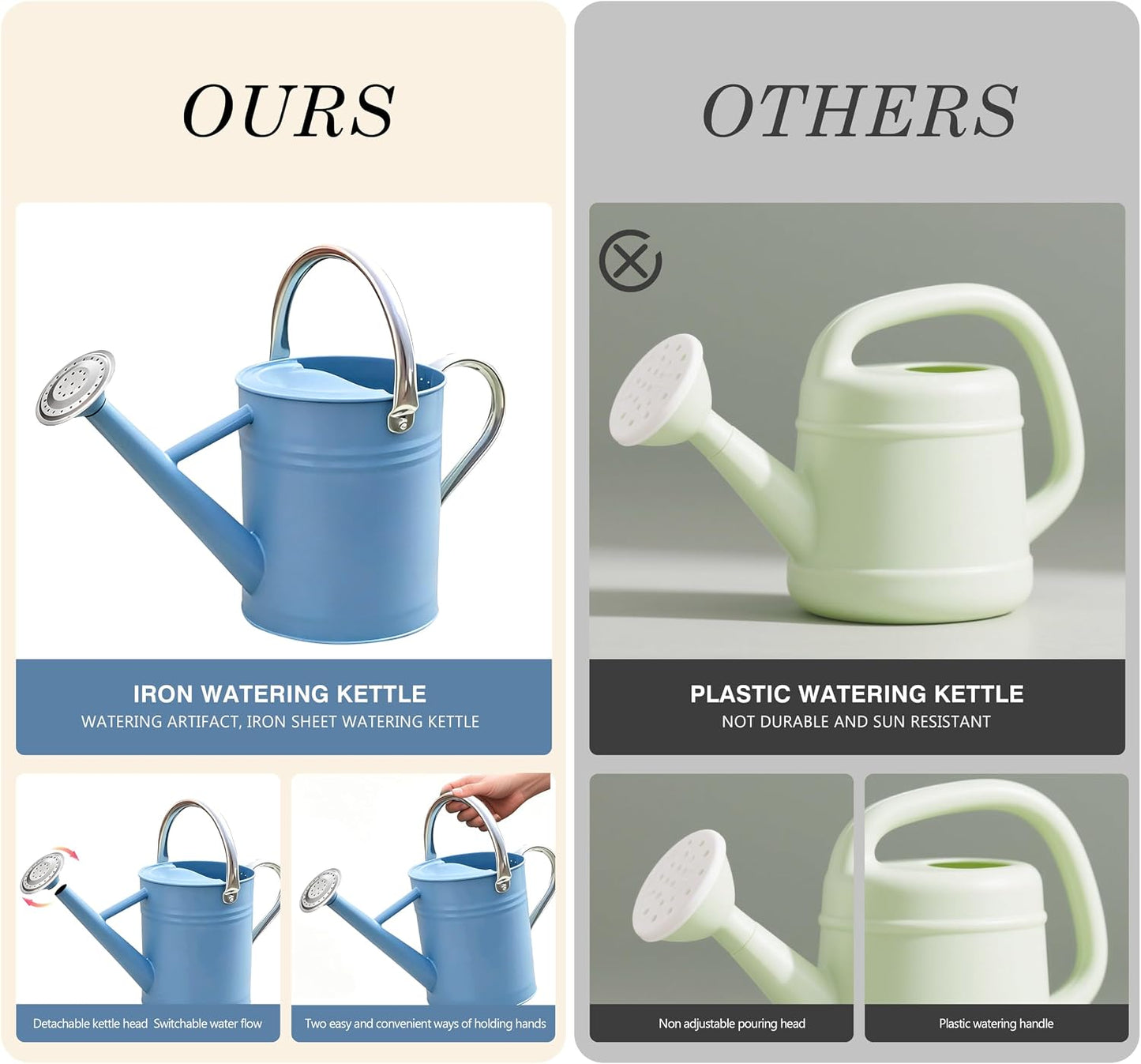 Metal Watering Can for Outdoor Plants, Watering Can Decor 1 Gallon (GB)