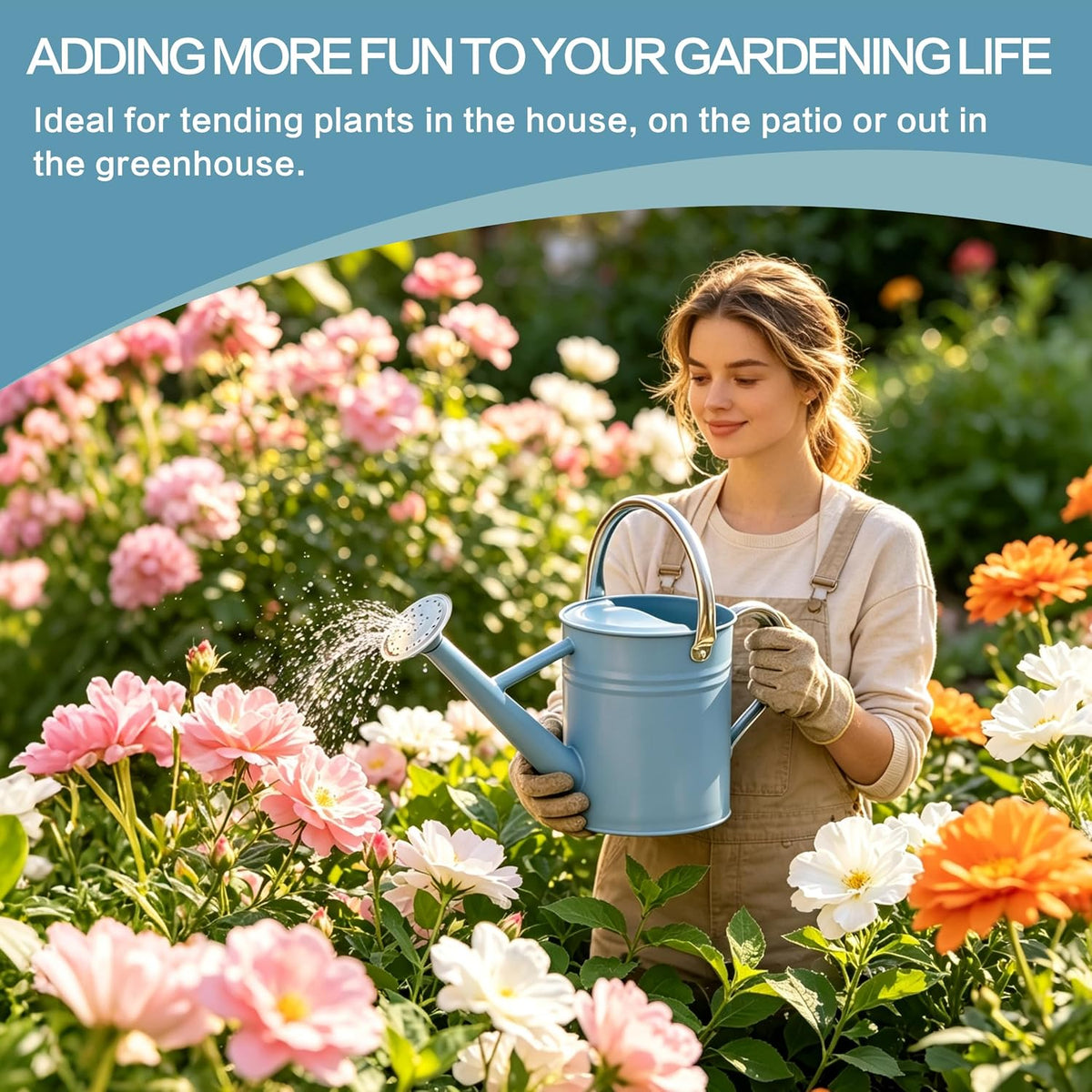 Metal Watering Can for Outdoor Plants, Watering Can Decor 1 Gallon (GB)
