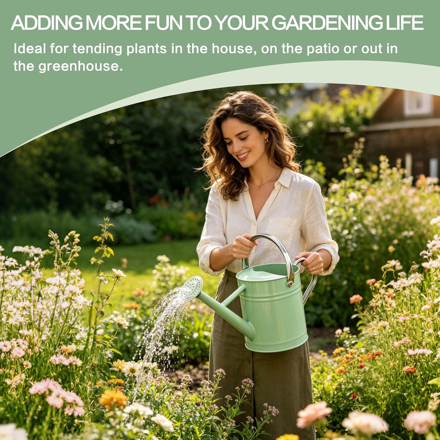 Metal Watering Can for Outdoor Plants, Watering Can Decor 1 Gallon (GB)