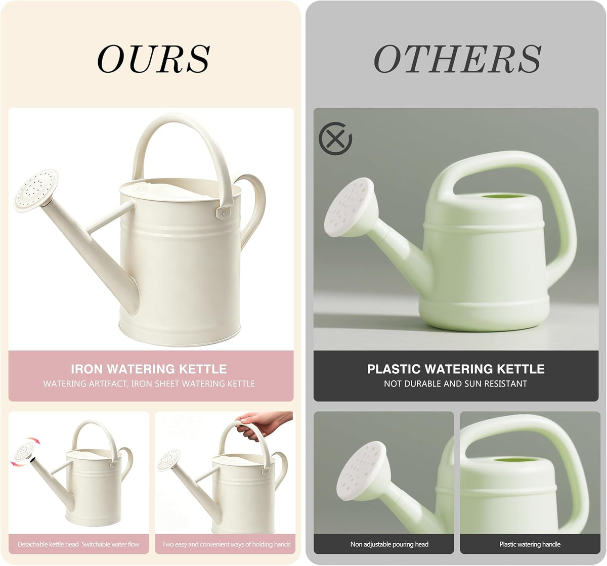 Metal Watering Can for Outdoor Plants, Watering Can Decor 1 Gallon (GB)