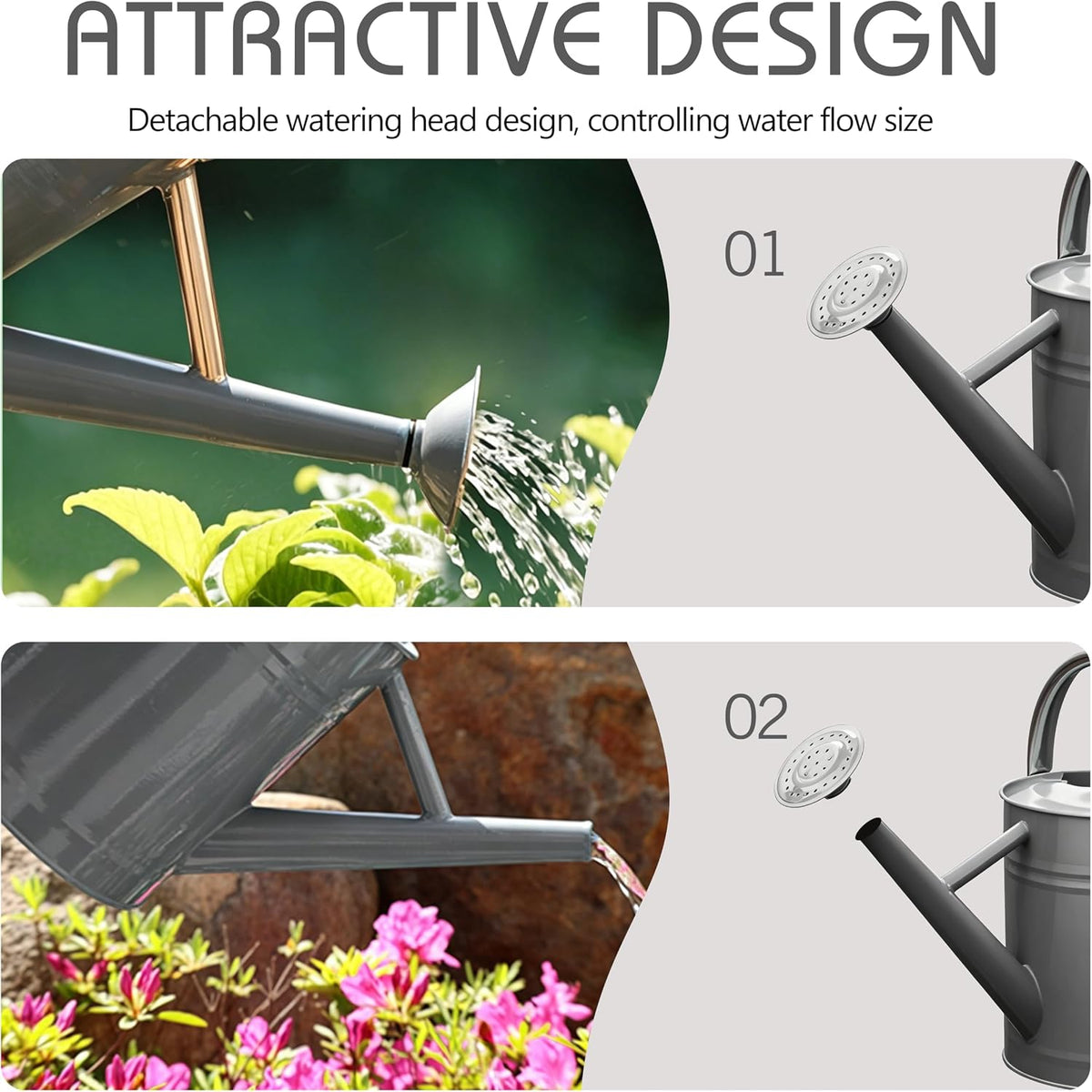 Metal Watering Can for Outdoor Plants, Watering Can Decor 1 Gallon (GB)