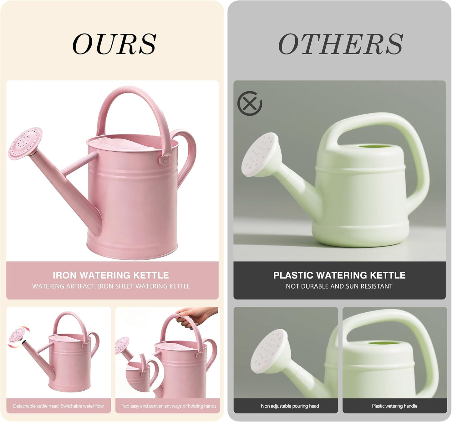 Metal Watering Can for Outdoor Plants, Watering Can Decor 1 Gallon (GB)