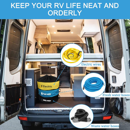 3 Pack RV Hose Storage Bags, Waterproof, with 3 Straps