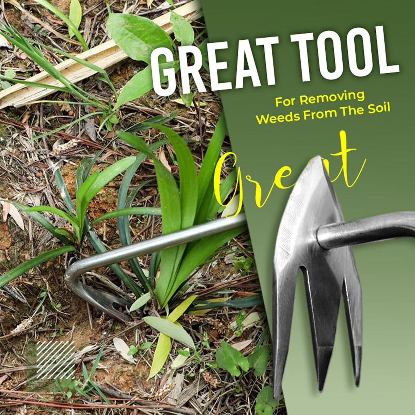 Stainless Steel Multifunctional Weeder, Hand Weeder Tool Stand Up Weed Puller Tool with Long Handle, V-Shaped Light Duty Hand Weeder for Lawn Garden Yard Farmland Weed Removal (Wood Handle)