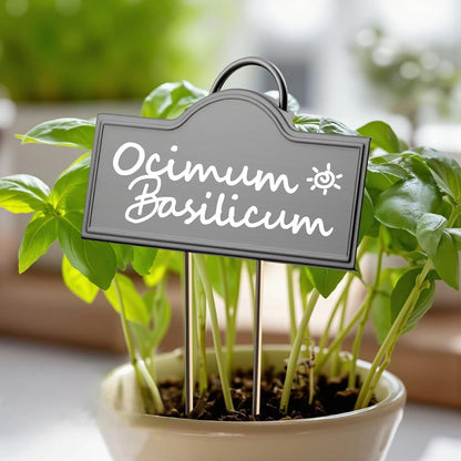 Metal Plant Labels Stainless Steel 304, Weatherproof Garden Label Tall Markers 25 Pack for Outdoor Plants Vegetables Herb Seedlings Flowers with a Pen, Label Area 3.74'' x 1.39'' Height 10.75 Inch