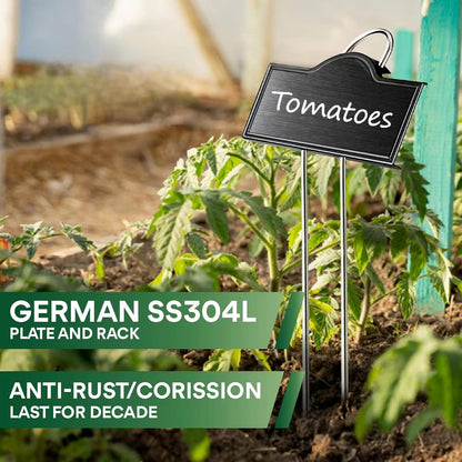 Metal Plant Labels Stainless Steel 304, Weatherproof Garden Label Tall Markers 25 Pack for Outdoor Plants Vegetables Herb Seedlings Flowers with a Pen, Label Area 3.74'' x 1.39'' Height 10.75 Inch