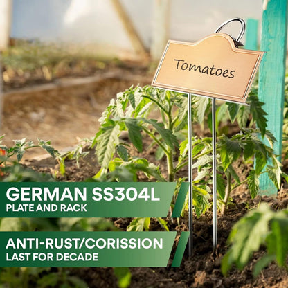 Metal Plant Labels Stainless Steel 304, Weatherproof Garden Label Tall Markers 25 Pack for Outdoor Plants Vegetables Herb Seedlings Flowers with a Pen, Label Area 3.74'' x 1.39'' Height 10.75 Inch