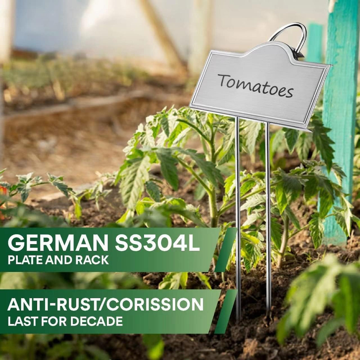 Metal Plant Labels Stainless Steel 304, Weatherproof Garden Label Tall Markers 25 Pack for Outdoor Plants Vegetables Herb Seedlings Flowers with a Pen, Label Area 3.74'' x 1.39'' Height 10.75 Inch