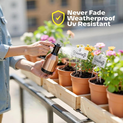 Metal Plant Labels Stainless Steel 304, Weatherproof Garden Label Tall Markers 25 Pack for Outdoor Plants Vegetables Herb Seedlings Flowers with a Pen, Label Area 3.74'' x 1.39'' Height 10.75 Inch