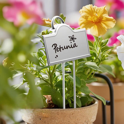 Metal Plant Labels Stainless Steel 304, Weatherproof Garden Label Tall Markers 25 Pack for Outdoor Plants Vegetables Herb Seedlings Flowers with a Pen, Label Area 3.74'' x 1.39'' Height 10.75 Inch