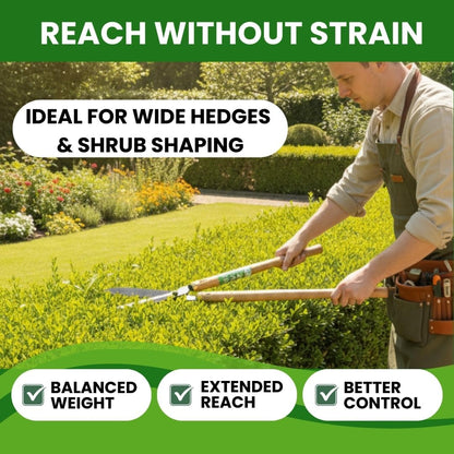 Fujiwara Japanese Hedge Shears 27.2 in (690 mm), Forged Garden Clippers with White Oak Handles, Precision Trimming Shears for Hedges, Shrubs & Landscaping