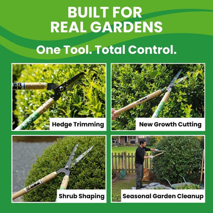 Fujiwara Japanese Hedge Shears 27.2 in (690 mm), Forged Garden Clippers with White Oak Handles, Precision Trimming Shears for Hedges, Shrubs & Landscaping