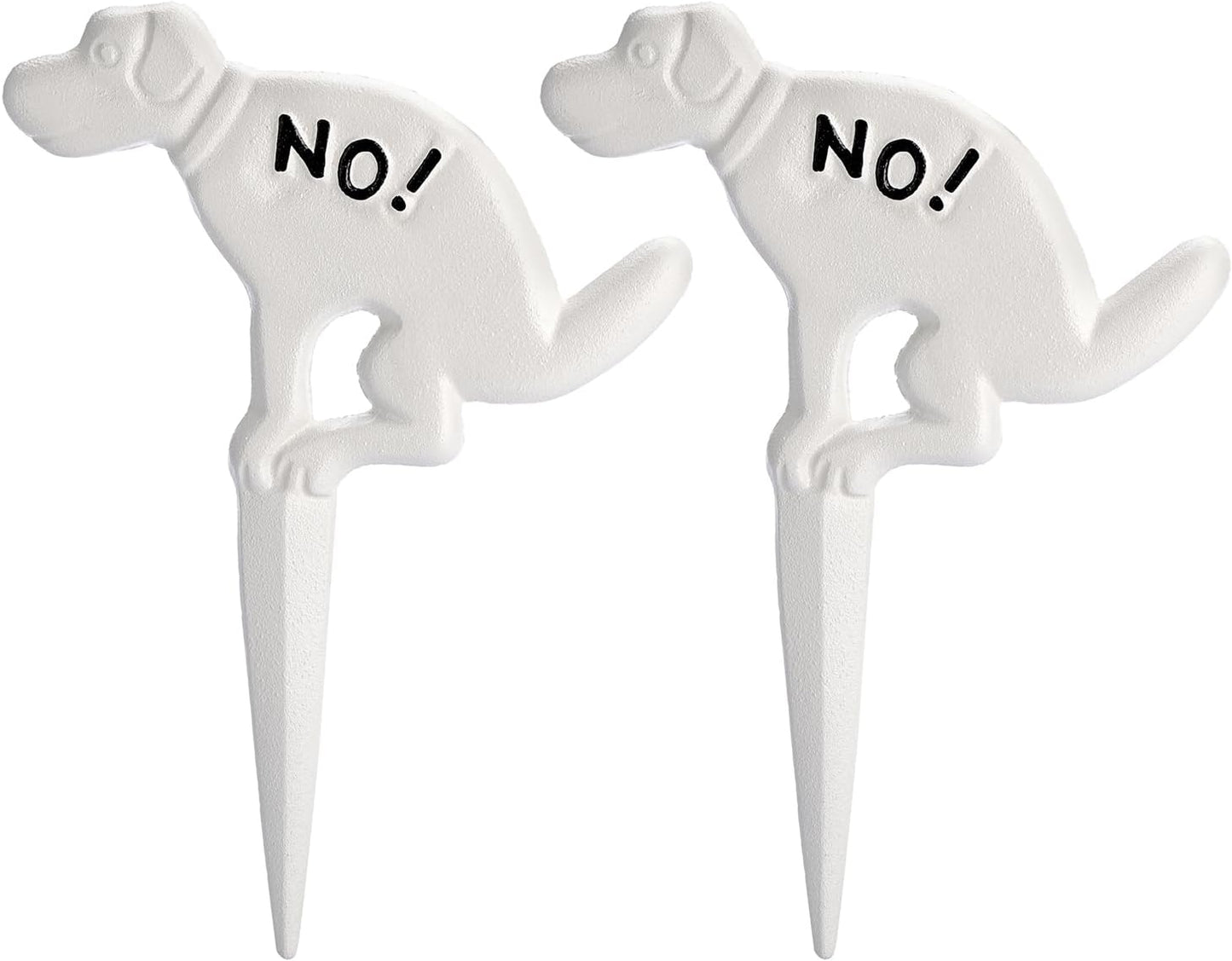 2 Pack Heavy Duty Cast Iron Dog Shaped No Pooping Yard Sign Stake
