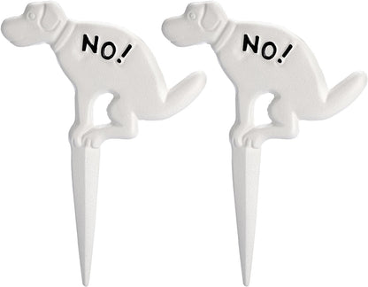 2 Pack Heavy Duty Cast Iron Dog Shaped No Pooping Yard Sign Stake