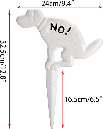 2 Pack Heavy Duty Cast Iron Dog Shaped No Pooping Yard Sign Stake
