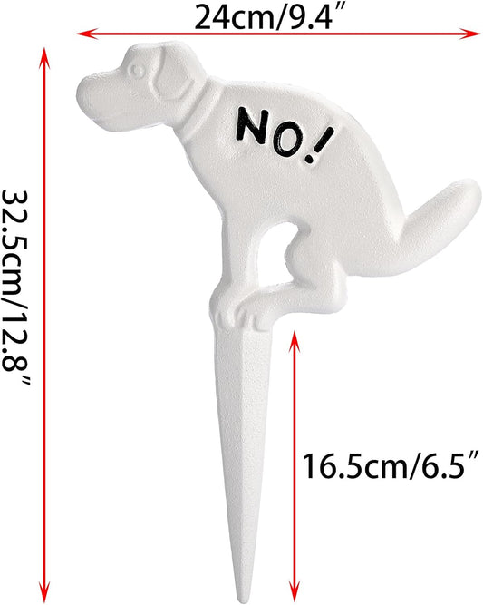 2 Pack Heavy Duty Cast Iron Dog Shaped No Pooping Yard Sign Stake