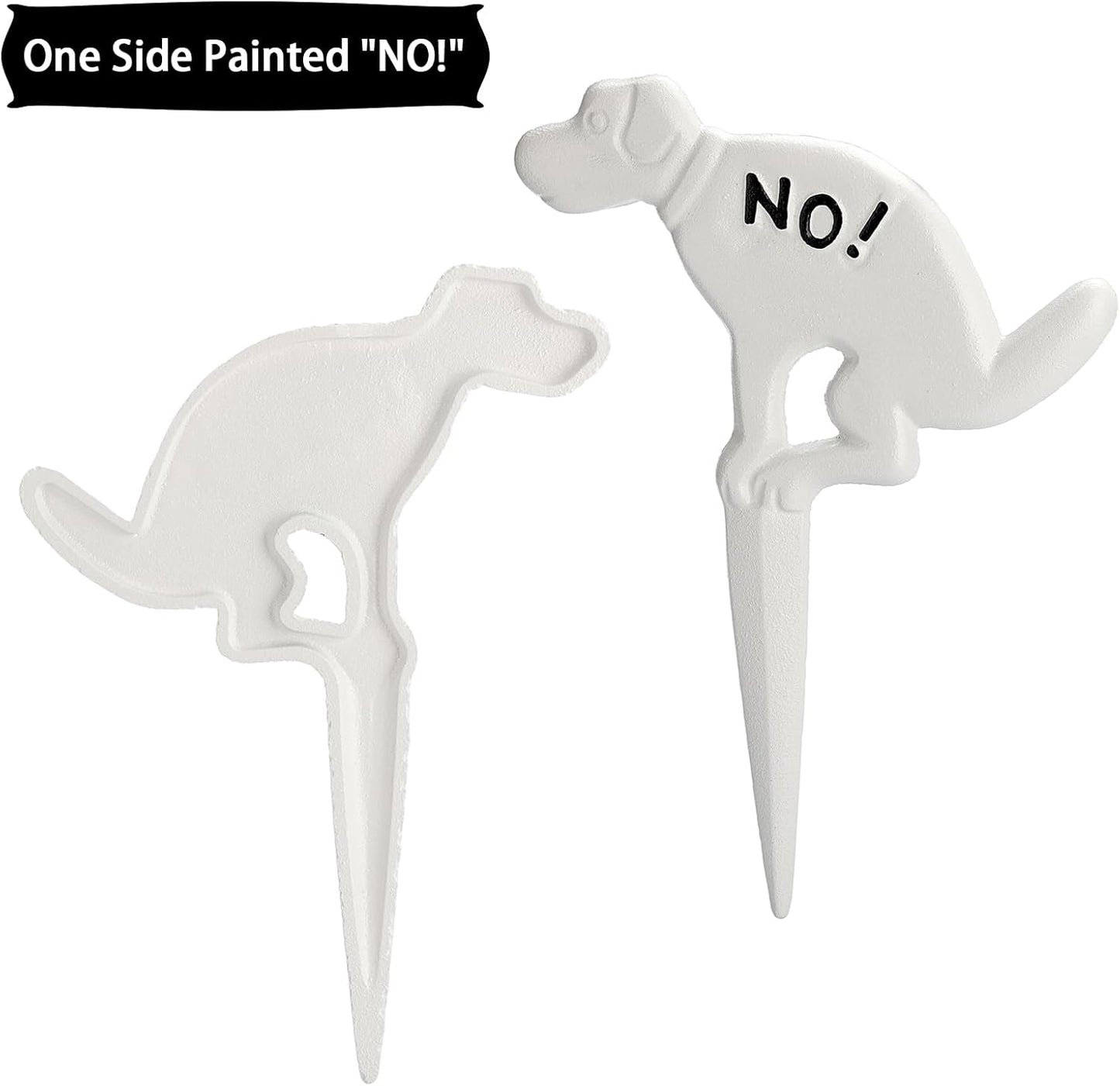 2 Pack Heavy Duty Cast Iron Dog Shaped No Pooping Yard Sign Stake