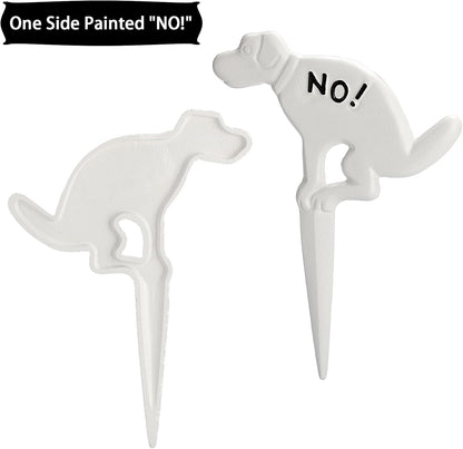 2 Pack Heavy Duty Cast Iron Dog Shaped No Pooping Yard Sign Stake