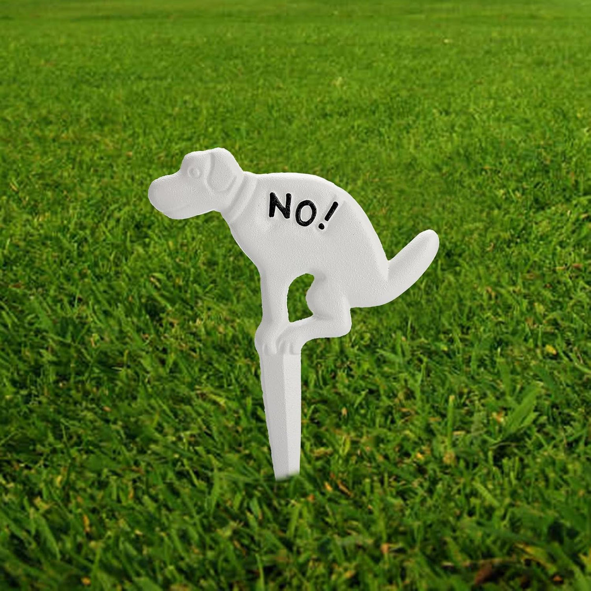 2 Pack Heavy Duty Cast Iron Dog Shaped No Pooping Yard Sign Stake