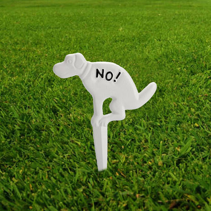2 Pack Heavy Duty Cast Iron Dog Shaped No Pooping Yard Sign Stake