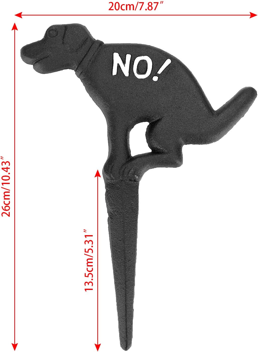 2 Pack Heavy Duty Cast Iron Dog Shaped No Pooping Yard Sign Stake
