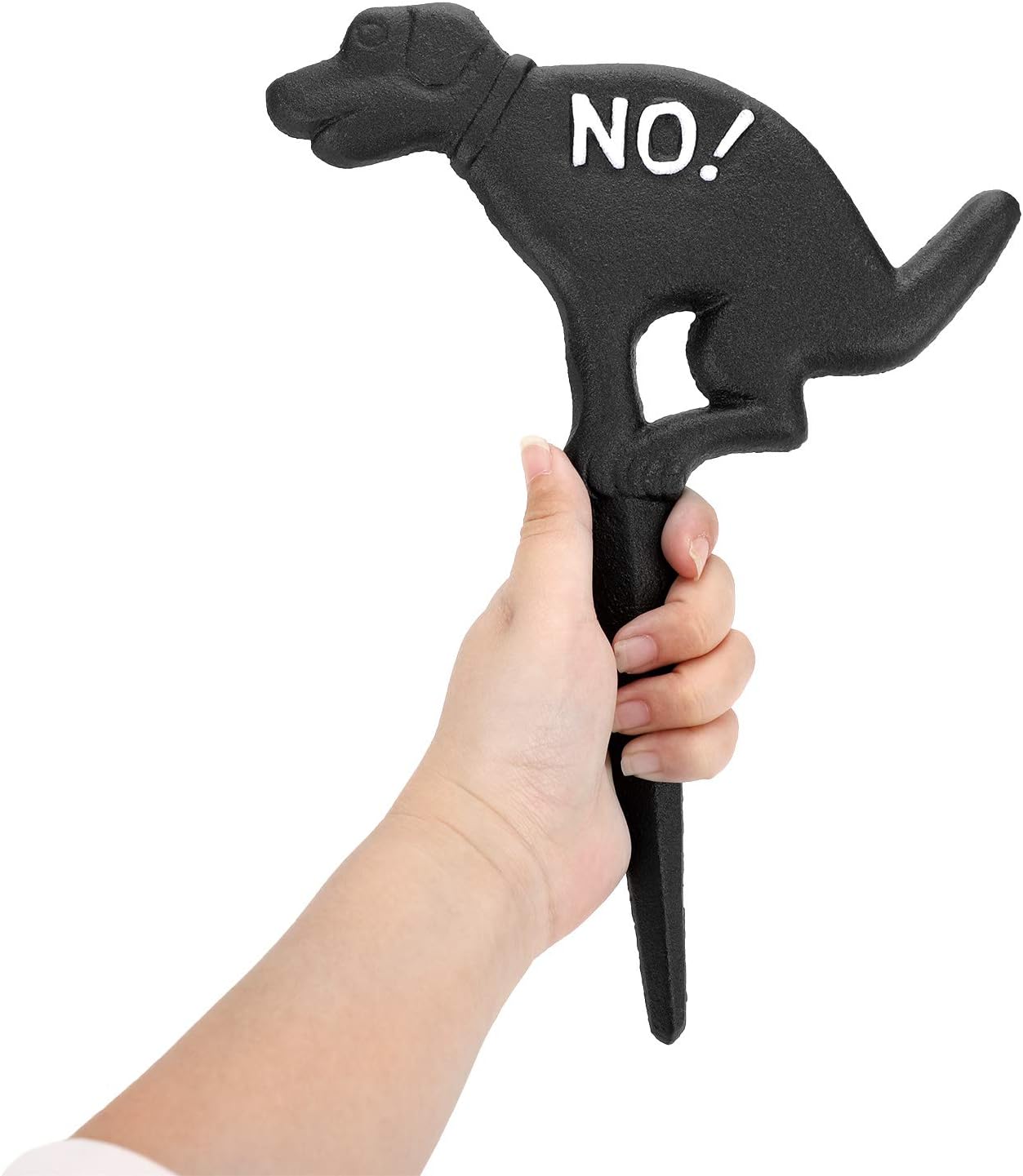 2 Pack Heavy Duty Cast Iron Dog Shaped No Pooping Yard Sign Stake