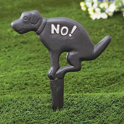 2 Pack Heavy Duty Cast Iron Dog Shaped No Pooping Yard Sign Stake
