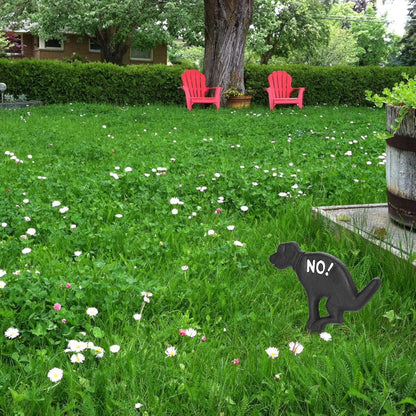 2 Pack Heavy Duty Cast Iron Dog Shaped No Pooping Yard Sign Stake