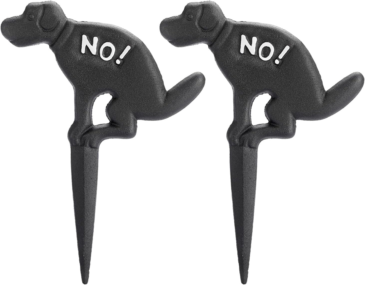 2 Pack Heavy Duty Cast Iron Dog Shaped No Pooping Yard Sign Stake