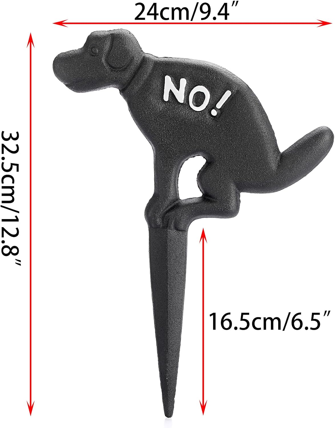 2 Pack Heavy Duty Cast Iron Dog Shaped No Pooping Yard Sign Stake