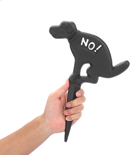 2 Pack Heavy Duty Cast Iron Dog Shaped No Pooping Yard Sign Stake