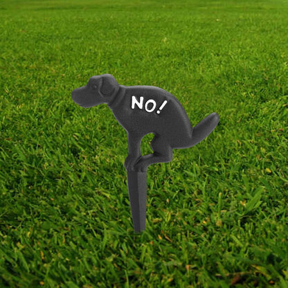 2 Pack Heavy Duty Cast Iron Dog Shaped No Pooping Yard Sign Stake