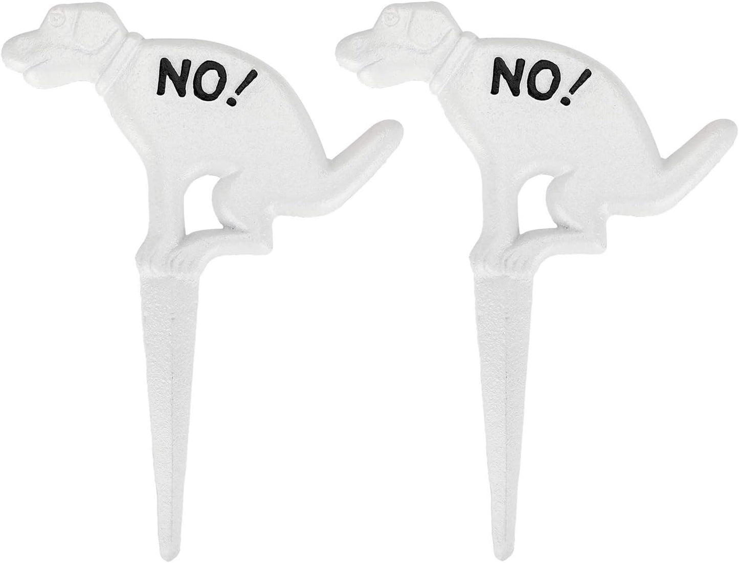 2 Pack Heavy Duty Cast Iron Dog Shaped No Pooping Yard Sign Stake