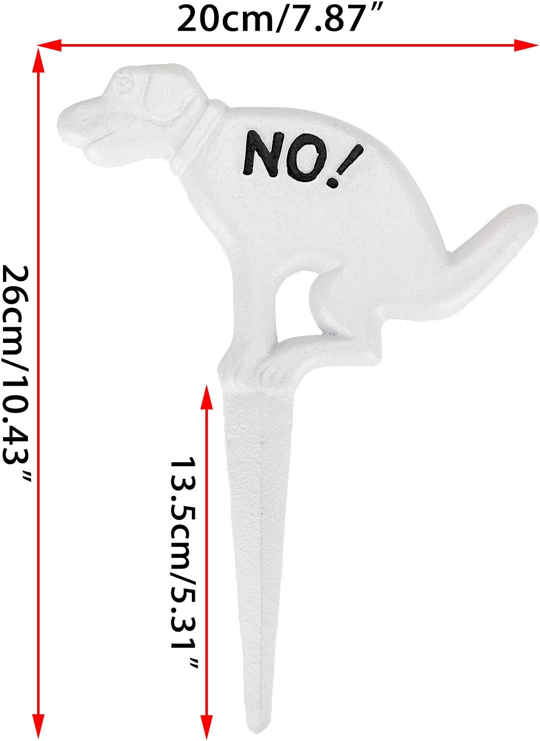 2 Pack Heavy Duty Cast Iron Dog Shaped No Pooping Yard Sign Stake