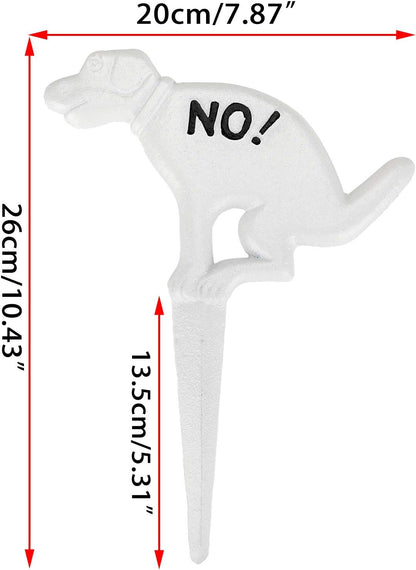 2 Pack Heavy Duty Cast Iron Dog Shaped No Pooping Yard Sign Stake