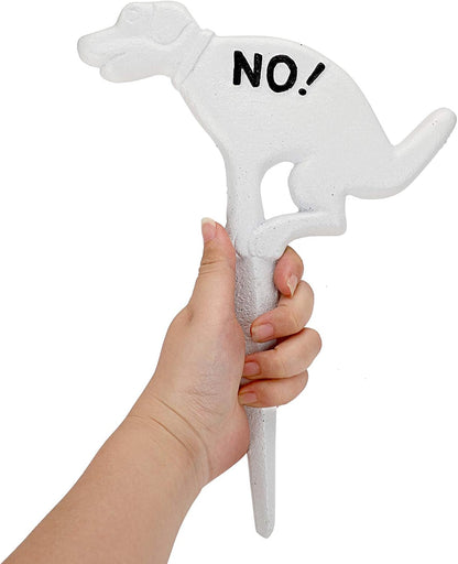 2 Pack Heavy Duty Cast Iron Dog Shaped No Pooping Yard Sign Stake