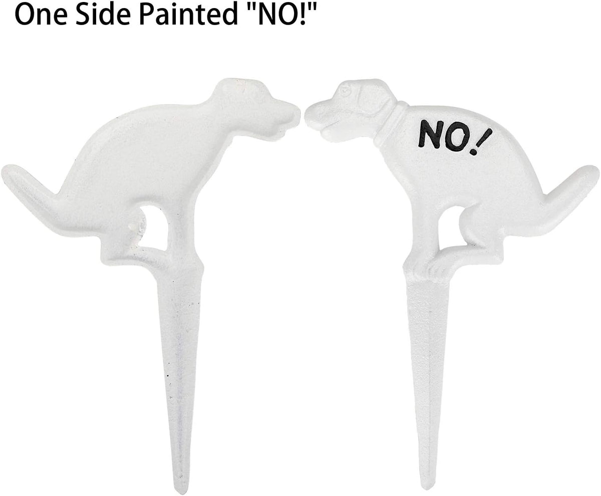 2 Pack Heavy Duty Cast Iron Dog Shaped No Pooping Yard Sign Stake