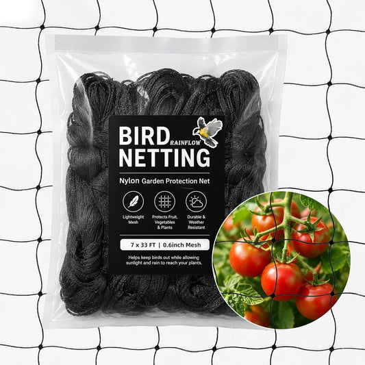 Bird Netting for Garden - 7 x 33 FT Soft Nylon Black Poultry Mesh
