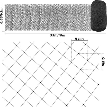Bird Netting for Garden - 7 x 33 FT Soft Nylon Black Poultry Mesh