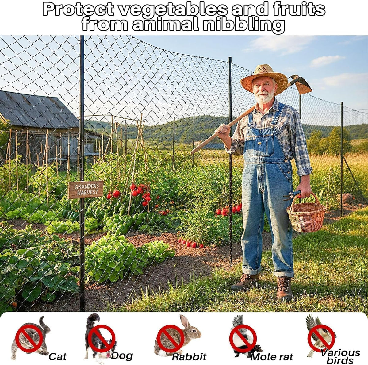 Bird Netting for Garden - 7 x 33 FT Soft Nylon Black Poultry Mesh