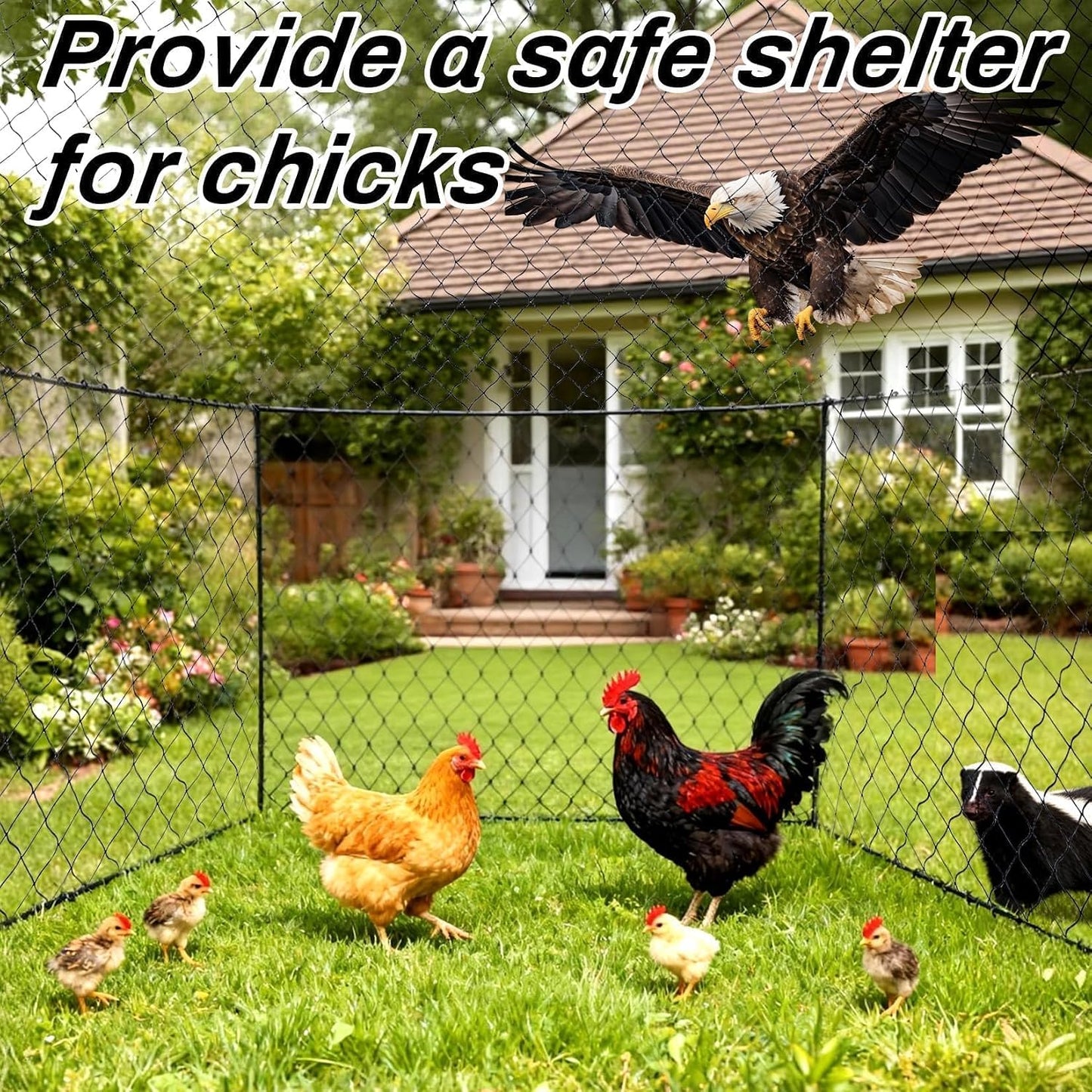 Bird Netting for Garden - 7 x 33 FT Soft Nylon Black Poultry Mesh