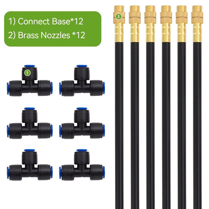 Drip Irrigation System Kit with 16 Pcs Adjustable Brass Nozzles & Bendable Spay Arm,120ft Garden Watering Misting System for Outdoor Raised Bed, Potted Plant, Yard, Greenhouse