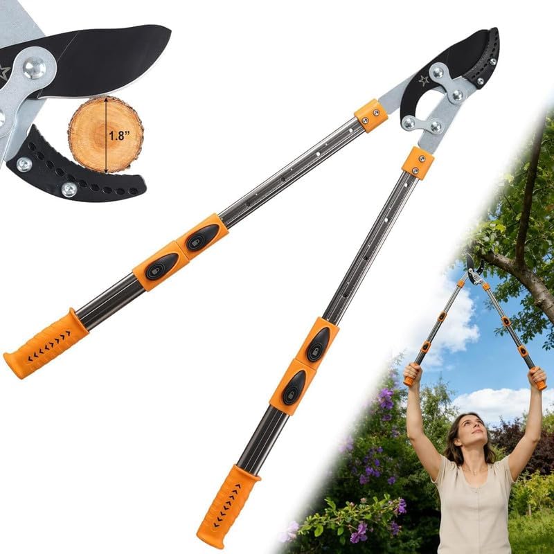 24"-42" Extendable Lopper, Heavy-Duty Tree Trimmer with SK5 Steel Blade, Telescopic Branch Cutter for 1.8" Thick Branches