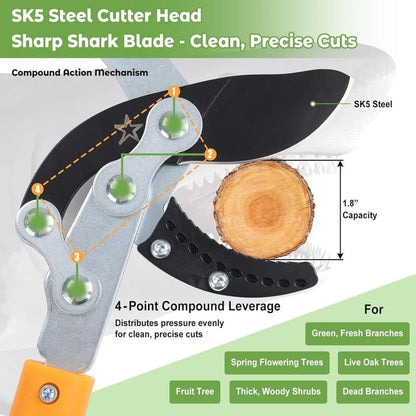 24"-42" Extendable Lopper, Heavy-Duty Tree Trimmer with SK5 Steel Blade, Telescopic Branch Cutter for 1.8" Thick Branches