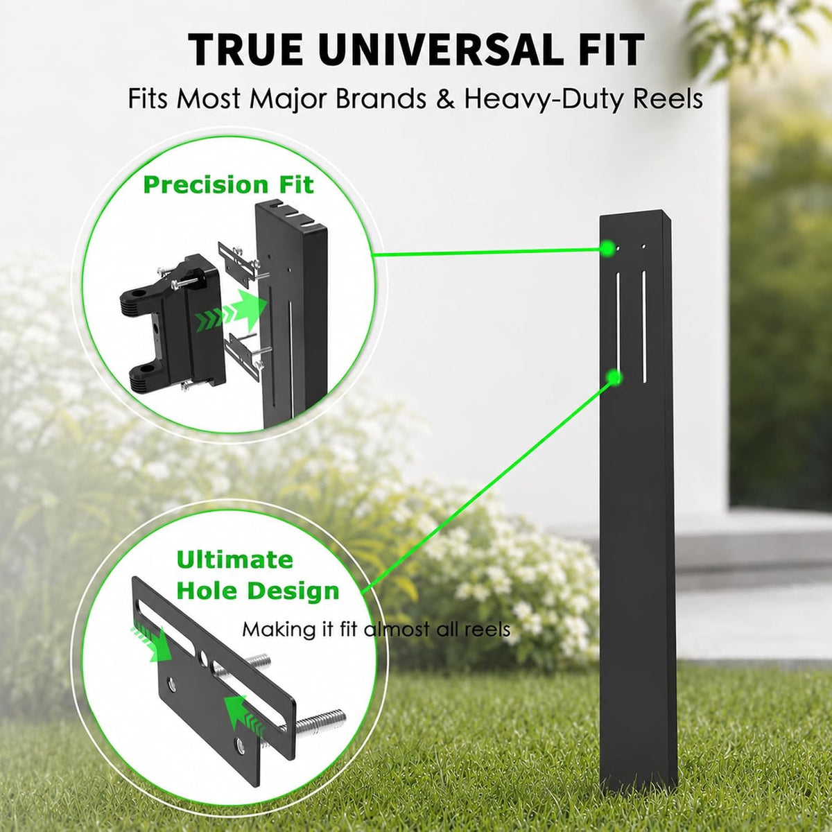 Retractable Garden Hose Reel Mounting Post, Universal Retractable Garden Hose Reel Stand,Compatible with All Wall-Mounted Reels