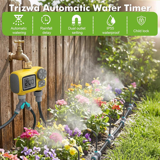 172FT Drip Irrigation System Kit with 2 Zone Water Timer for Garden