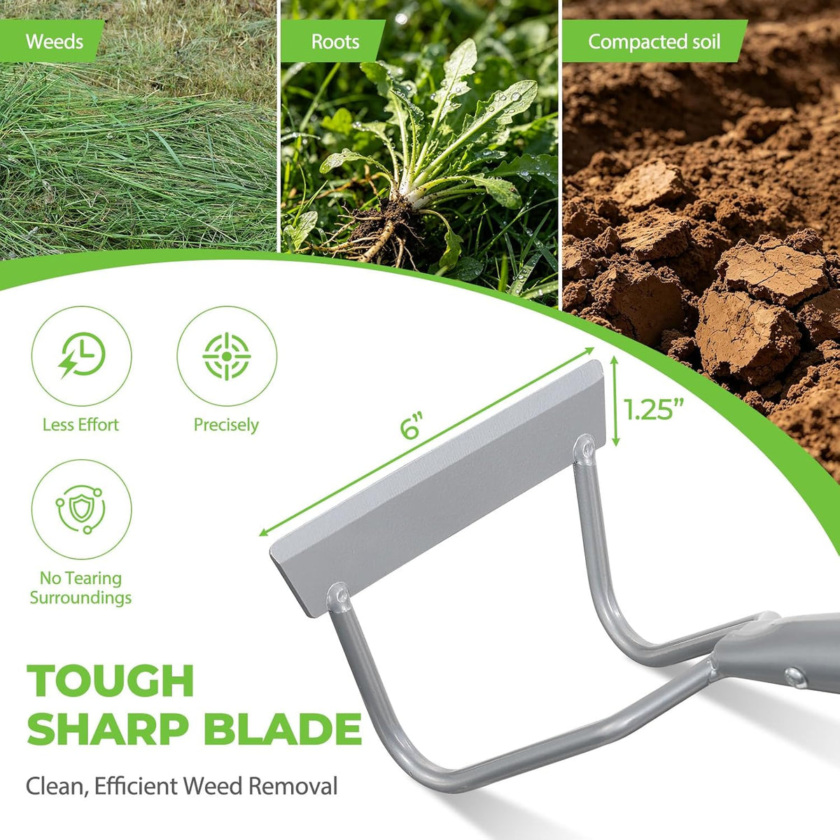 Weed Puller Tool, 65" Long Handle Heavy Duty Stand Up Weeder – No Bending Hand Weeder Remover for Gardening, Lawn, Yard, Patio – Garden Hoe for Weeding